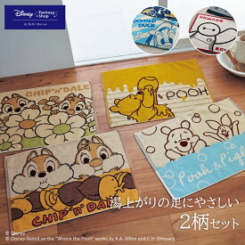 【ポイントUP!】【Disney】 ディズニー タオルバスマット2柄セット「チップ＆デール 101匹わんちゃん くまのプーさん ベイマックス ドナルド 」◇ マット バスマット タオル地 タオル 浴室マット 足拭きマット 足ふきマット 浴室足ふきマット ◇