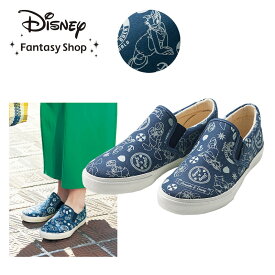 【ポイントUP!】【Disney】 ディズニー スリッポン「ドナルド＆デイジー」◆ S／22.5 M／23 L／23.5 LL／24～24.4 ◆ ◇ レディース 女性 シューズ 靴 カジュアルシューズ レディースカジュアル カジュアル レディースシューズ スニーカー キャラクター 歩きやすい ◇