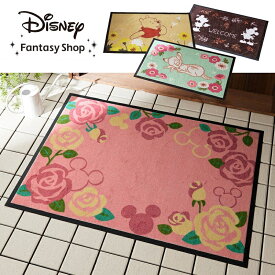 ◆ 約52×73 ◆【Disney】 ディズニー 花言葉泥落とし屋外玄関マット「ミッキー＆ミニー くまのプーさん ミッキーモチーフ 」 ◇ ファブリック 玄関マット マット 屋外 屋外用ドアマット 泥落としマット 泥落とし プーさん ◇