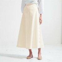  サイド裾ボタンフレアスカート 「パールホワイト」 