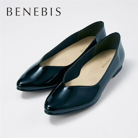 【 ベルメゾン 】ベネビス / BENEBIS 雨にも負けない美人フラットシューズ［日本製］ 「クリアブラック(エナメル)」 ◆ 21 21.5 22 22.5 23 23.5 24 24.5 25 25.5 26 ◆ ◇ パンプス レディース 防水 梅雨 雨 女性 シューズ 靴 フラットシューズ フラット 通勤 ◇