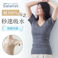 【5%OFFセール!6/3 20:00〜6/11 9:59】汗取りインナー サラリスト ・綿100％ 特大汗取りパッド付き 三分…