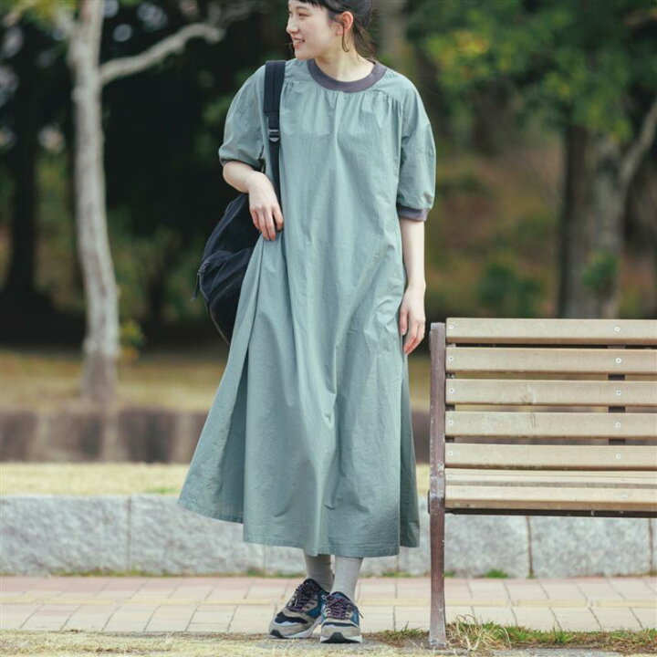 楽天市場 Belle Maison ベルメゾン エムドットエヌ M N リブ付ａラインワッシャー半袖ワンピース M L Ll 3l レディース 女性 ワンピース ワンピ ロングワンピース ロング ベルメゾン 大人ファッション