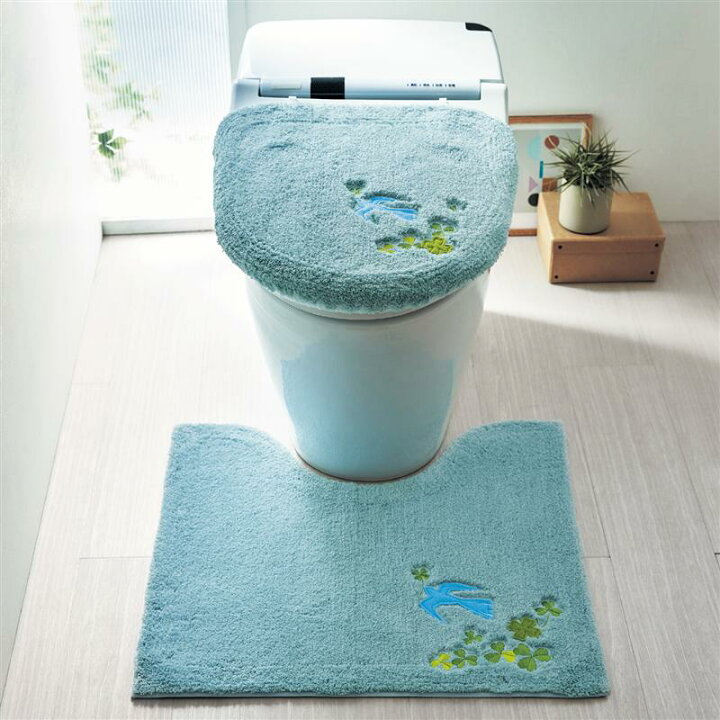 別倉庫からの配送 トイレマットセット マット フタカバー セット 刺繍 ホワイト テントウムシ 標準マット O Uフタセット Riosmauricio Com