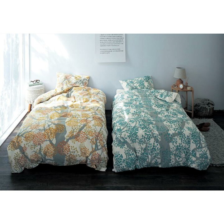 楽天市場 ベルメゾン 北欧調デザインの綿素材を使った掛け布団カバー ブルーグリーン系 イエローオレンジ系 ファブリック 寝具 カバーリング カバー 掛けふとんカバー 布団カバー 掛け布団カバー かけ布団カバー ふとんカバー 北欧 綿100 おしゃれ 家具