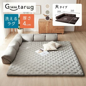 【500円OFFクーポン!1/9 20:00~1/16 01:59】[楽天1位] ラグ厚さ4cm ラグが洗える ローソファー セット | 大タイプ | ラグ マット コーナーソファ ローソファ フロアクッション フロアマット フロアソファ 無地 おしゃれ シンプル ソファー 家族 ファミリー