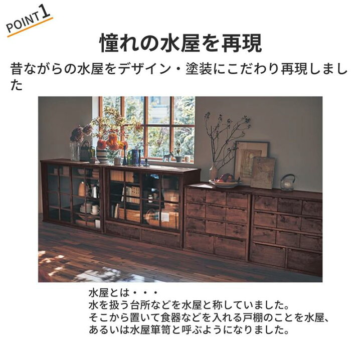 楽天市場】モダンレトロ キャビネット 引き戸 | Aタイプ 幅80cm 高さ 