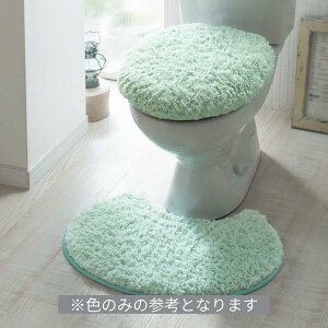 【2点セット】ふわふわ トイレマット & フタカバー | ミニマット(円形)&温水フタセット | 色 サイズ 豊富 パステルカラー 無地 おしゃれ かわいい トイレ マット トイレファブリック お手洗