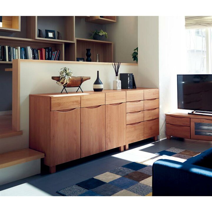 楽天市場】[日本製][完成品] 天然木 アルダー材 リビングボード | C 