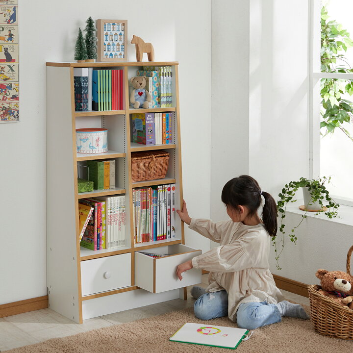 楽天市場】絵本 図鑑 本棚 1cmピッチで棚板調節できる | Bタイプ / 幅 