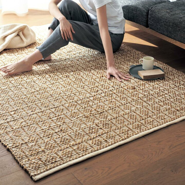 楽天市場】ジュート混のざっくりとした手織りラグ ◇ 約130×190 