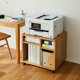 【店内ほぼP5倍! ~2/11 23:59】プリンターワゴン A3 A4 | 幅60cm(取っ手含まず) 奥行50cm 高さ54cm(キャスター含む) ホワイト ナチュラル | キャスター付き 中学受験 事務 プリンター台 台 ワゴン 収納ワゴン カート 新生活 プリンター収納