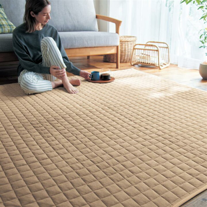楽天市場】ベルメゾン 綿素材を使ったふんわりパイルのキルトラグ 