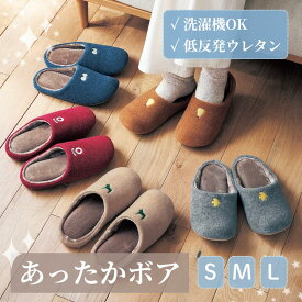 【200円OFFクーポン! 1/24 20:00~1/29 01:59】あったか 内側ボアスリッパ 低反発 北欧調 | S : 21~23cm / M : 23~25cm / L : 25~27cm | ワンポイント おしゃれ ボア 冬 フェルト調 北欧柄 北欧調 北欧風 ルームシューズ ルームスリッパ 室内 室内履き 室内スリッパ