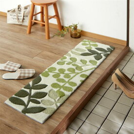 洗える すべりにくい 玄関マット リーフ柄 ◆ 30cm × 120cm ◆ ◇ 洗濯機OK ファブリック 玄関マット マット 室内 屋内 室内マット ドアマット 新生活 ◇
