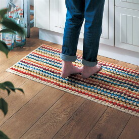 【店内ほぼP5倍! ~2/11 23:59】ベルメゾン ジュート混キッチンマット［日本製］◆ 約45×180 ◆ ◇ キッチンマット ジュート混 さらさら オールシーズン 春 夏 秋 カラフル 素足 西海岸スタイル ◇