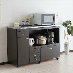 ベルメゾン ステンレス天板のキッチンカウンター 「アイボリー ダークブラウン」 ◆ 120 ◆ ◇ 家具 インテリア ファニチャー キッチン キッチンボード カップボード レンジボード キッチン