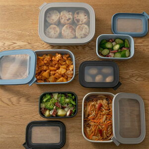 ベルメゾン 冷蔵冷凍可能な北欧テイストの角型保存容器 ◆ 1000ml ◆ ◇ キッチン用品 食品保存 台所用品 保存容器 保存袋 調味料入れ 新生活 ブルー グレー ブラック ◇