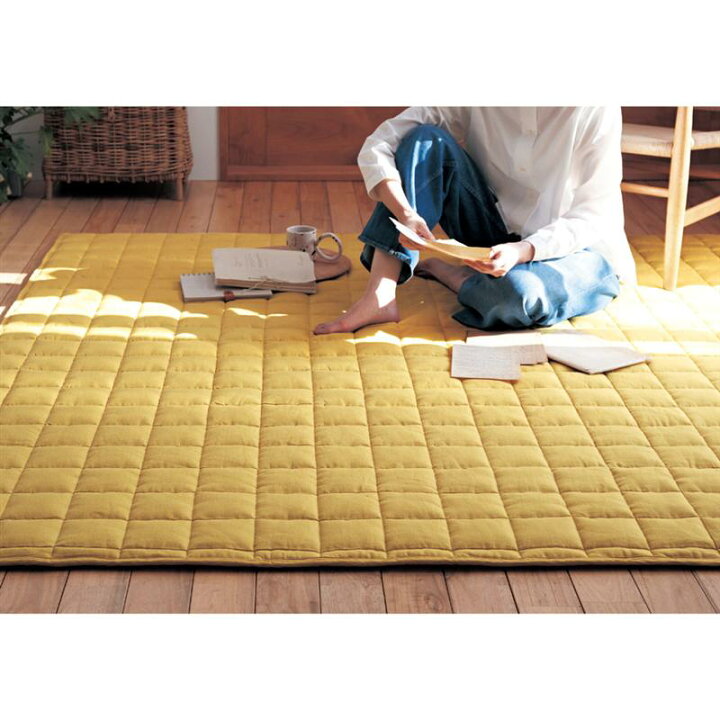 楽天市場】フレンチリネン キルトラグ | 200×200 厚み ボリューム 