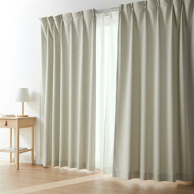 【200円OFFクーポン! 1/24 20:00~1/29 01:59】【カーテン＆レースカーテンセット】ほどよく光を通すカーテン＆UVカット・遮熱・遮像レースカーテン | 100×215×4枚 100×220×4枚 | アイボリー ベージュ グリーン イエロー