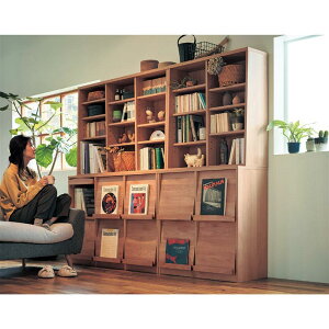 アルダー材 フラップ本棚 ナチュラル ◆ Dタイプ:上置き付き・6枚扉 ◆◇ 家具 ファニチャー リビング チェスト キャビネット リビングボード サイドボード 棚 新生活 ◇