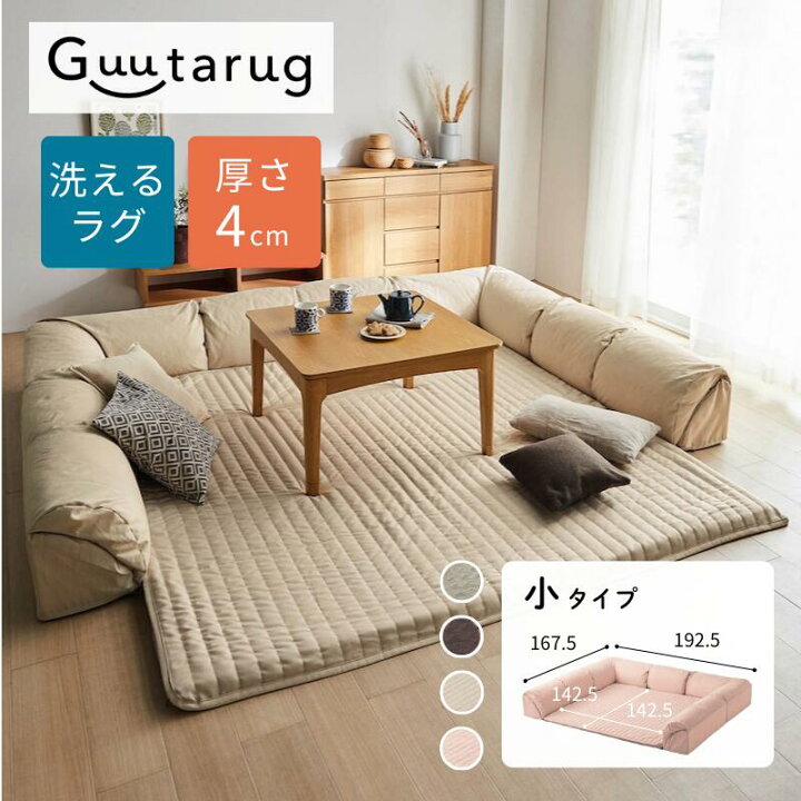 楽天市場】ラグ厚さ4cm ローソファー セット クッション付き ダブル 