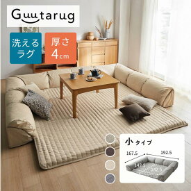 ラグ厚さ4cm ローソファー セット クッション付き ダブルコーナー | 小タイプ : 幅192.5cm 奥行167.5cm 高さ31cm | ラグが洗える ラグソファ カーペットソファ マット ソファ ソファー フロアクッション 無地 おしゃれ