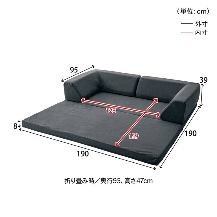楽天市場】2WAY コーナー ローソファーセット ラグ厚み8cm 折りたたみ 