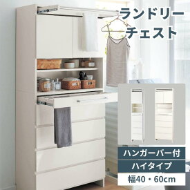 [日本製][完成品] ハンガーバー付 ランドリー キャビネット | Bタイプ 幅60cm 奥行30cm 高さ180cm / Dタイプ 幅40cm 奥行40cm 高さ180cm | 洗面所収納 収納 収納用品 収納家具 サニタリー サニタリーチェスト
