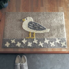 ベルメゾン ふんわりマイクロファイバーの玄関マット 「 カモメ柄 / フルーツ柄 」 ◆ 約40×65cm ◆ ◇ ファブリック 玄関マット マット 室内 屋内 室内マット ドアマット 玄関 新生活 ◇