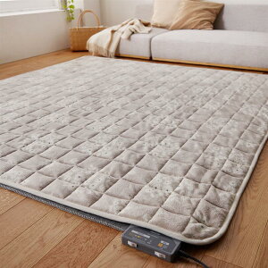 小花柄の洗えるマイクロファイバーキルトラグ ◆約190×240◆◇ ファブリック ラグ ラグマット マット カーペット じゅうたん 絨毯 キルトラグ 新生活 ◇