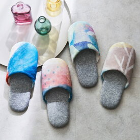 【店内ほぼP5倍! ~2/11 23:59】【4足セット】洗える スリッパ ウォーターカラーテイスト | 24〜26cm (ワンサイズ) | ユニセックス 男女兼用 ルームスリッパ 室内履き 室内 来客 来客用 ファブリック 室内スリッパ 室内用スリッパ 室内用
