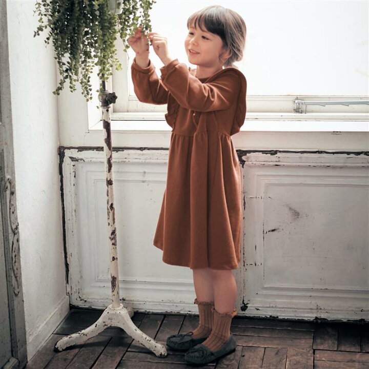 楽天市場 ベルメゾン カットソーフリル ワンピース ブラウン 90 100 110 1 130 子供服 キッズ ガールズ 女の子 学校 通園 通学 おしゃれ 小学生 ベルメゾン ママ