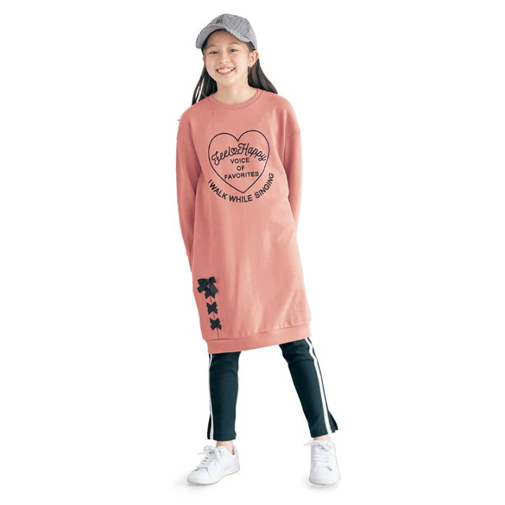 楽天市場 ベルメゾン 裾レースアップリボン 裏毛 ワンピース ピンク 140 150 160 子供服 子供 服 子供用品 女の子 子供用 ベルメゾン ママ