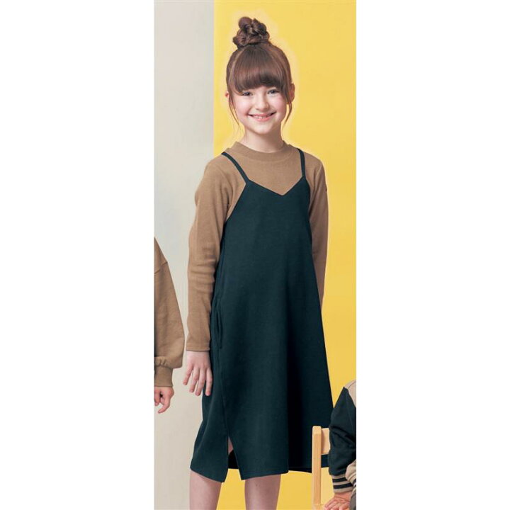 楽天市場 ベルメゾン キャミレイヤード風 ハイネック ワンピース ベージュ 140 150 160 子供服 キッズ ガールズ 女の子 通学 学校 おしゃれ かわいい 重ね着風 ベルメゾン ママ