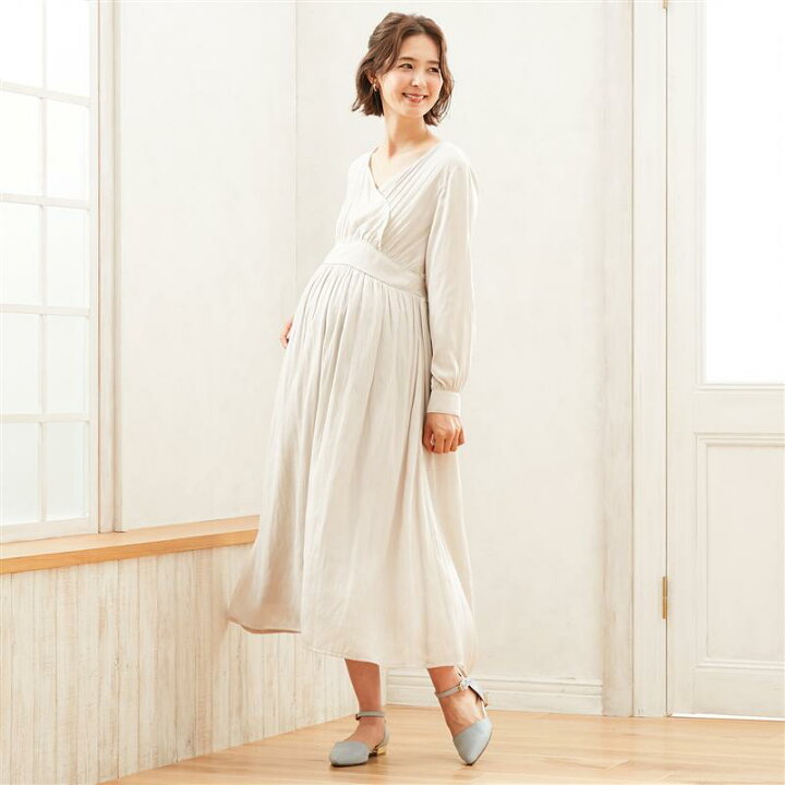 楽天市場 ベルメゾン マタニティ カシュクールフレアスリーブ ワンピース エクリュ 1色展開 M L 授乳服 妊婦 ママ 妊娠 チュニック かわいい おしゃれ 通勤 レイカズン ニース Ray Cassin Niece ベルメゾン ママ