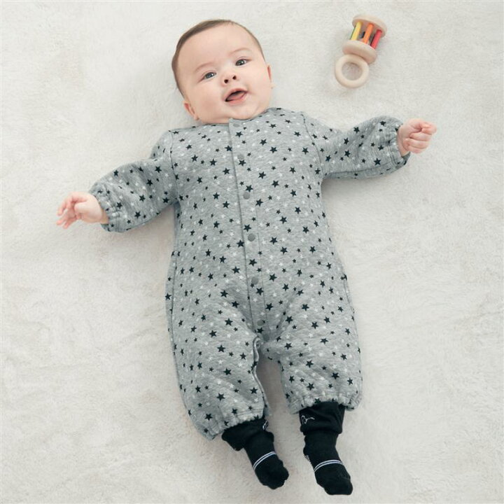 楽天市場 ベルメゾン お着がえラクチン あったか短 肌着 付きツーウェイオール 杢グレー星柄 50 60 ベビー服 ベビー 服 新生児 男の子 女の子 ベビー用品 カバーオール ロンパース ベルメゾン ママ