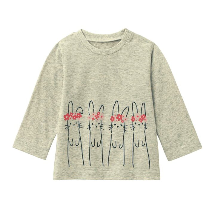 楽天市場 ベルメゾン ゆるいタッチが可愛い プリント 長袖 Tシャツ オートミール 80 90 100 ベビー服 ベビー 服 新生児 男の子 女の子 ベビー用品 新生児服 出産祝い ギフト プレゼント トップス ベルメゾン ママ