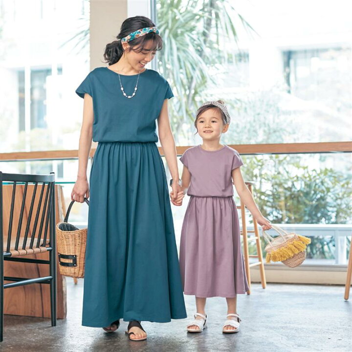 楽天市場】ベルメゾン キッズ 親子でリンク フレンチスリーブ ロング  