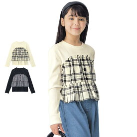 【ジータ/GITA】◆ 110 120 130 ◆ ボタンデザイン チェック ビスチェ ドッキング 長袖 プルオーバー ◇ 子ども 子供 キッズ KIDS 子ども服 キッズ服 服 トップス Tシャツ カットソー 春 秋 女の子 重ね着風 おしゃれ かわいい 小学生 ベルメゾン ◇