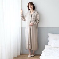 産前 産後 兼用 ホテルライク 2WAY 長袖 授乳しやすい マタニティ ワンピース パジャマ 開襟 ◆ S / M~L …