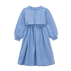 ◆ 100-130 ◆ バックリボン ウエストゴム カットソー ワンピース 親子でリンク 「ラベンダーブルー」◇ 子供服 子ども 子供 キッズ KIDS 子ども服 キッズ服 服 女の子 ワンピ 長袖 秋 春 おしゃれ かわいい ガーリー 親子おそろい ◇