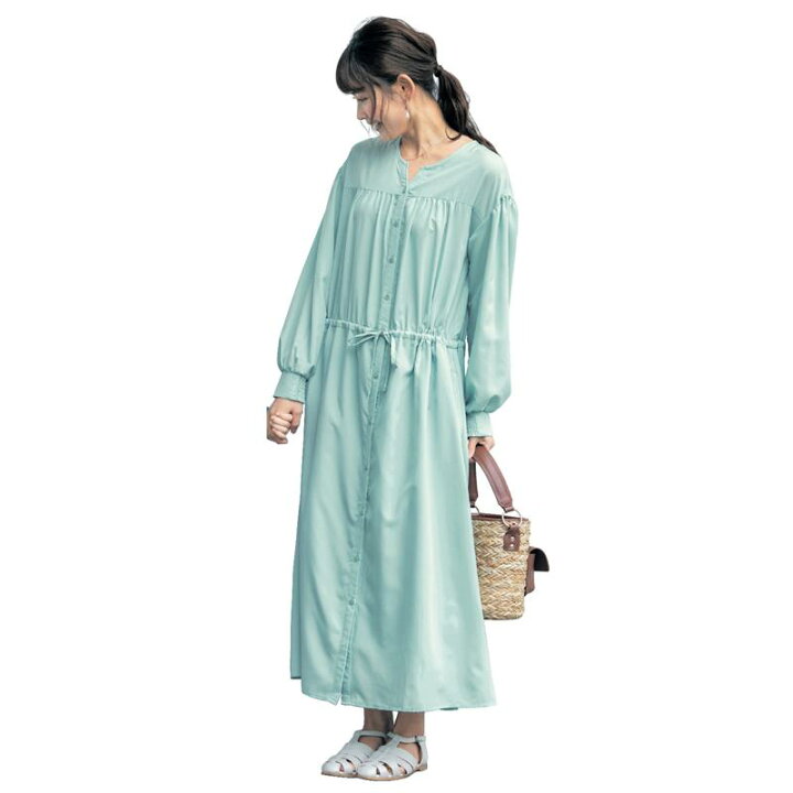 楽天市場 ベルメゾン ママ服 親子でおそろい レディース 前開き ロング ワンピース サックス系花柄 マリンブルー レディース 女性 ワンピース ワンピ ロング ワンピース ロング レディース ワンピース 22ss ベルメゾン ママ