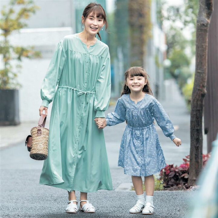 楽天市場 ベルメゾン 子供服 親子でおそろい ウエストゴム 前開き ワンピース 100 130 サックス系花柄 マリンブルー 子ども 子供 キッズ キッズ服 服 ワンピース ワンピ 女の子 ガールズ 22ss ベルメゾン ママ