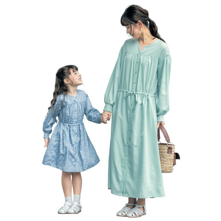 楽天市場 ベルメゾン 子供服 親子でおそろい ウエストゴム 前開き ワンピース 100 130 サックス系花柄 マリンブルー 子ども 子供 キッズ キッズ服 服 ワンピース ワンピ 女の子 ガールズ 22ss ベルメゾン ママ
