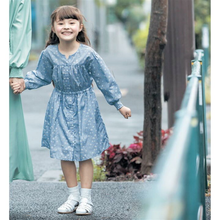 楽天市場 ベルメゾン 子供服 親子でおそろい ウエストゴム 前開き ワンピース 140 150 サックス系花柄 マリンブルー 子ども 子供 キッズ キッズ服 服 ワンピース ワンピ 女の子 ガールズ 22ss ベルメゾン ママ