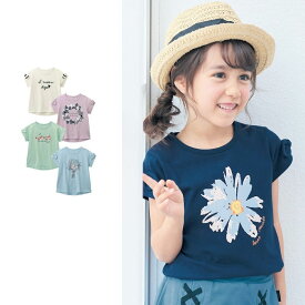 【10％OFF★7/18 0:00-7/27 9:59】【ジータ/GITA】 袖リボン 半袖 プリント Tシャツ ◆ 1100 110 120 130 ◆◇ 子ども 子供 キッズ 子供服 服 トップス 半袖Tシャツ 夏 女の子 女児 おしゃれ 可愛い ガーリー 保育園 幼稚園 通園 通学 学校 ベルメゾン ◇