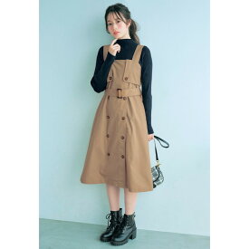 ガールズ 共布ベルト付き トレンチ風 ジャンスカ ◆ 135～165 ◆ ◇ ジュニア ティーン 子ども 子供 キッズ KIDS 子ども服 子供服 キッズ服 服 ジャンパースカート サロペットスカート おしゃれ かわいい 小学生 中学年 高学年 中学生 ベルメゾン ◇ 23D