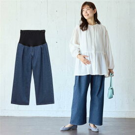 【10％OFF★11/15 0:00-11/27 9:59】産前 産後 兼用 デニム バギーパンツ ◆ S M L ◆ ◇ マタニティ 妊婦 妊婦服 マタニティ服 マタニティウェア パンツ ボトム ロングパンツ マタニティパンツ おしゃれ シンプル ベルメゾン