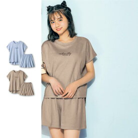 綿素材 フレンチスリーブ Tシャツ ＆フレア ショートパンツ パジャマ ◆ 140-160 ◆◇ ジュニア ティーン 子ども 子供 キッズ KIDS キッズ服 肌着 下着 インナー ルームウェア 室内着 半袖 短パン ショートパンツ 夏 女の子 ◇